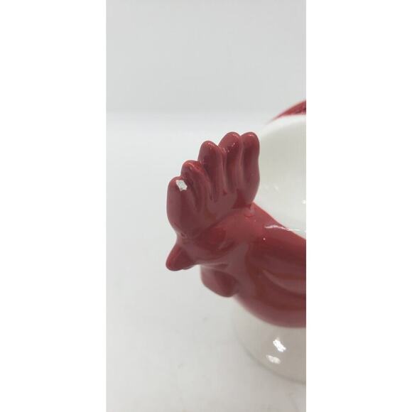 Kellogg's Cereal Premium Chicken Rooster Egg Cup White Milk Glass & Red Rare - Picture 10 of 11